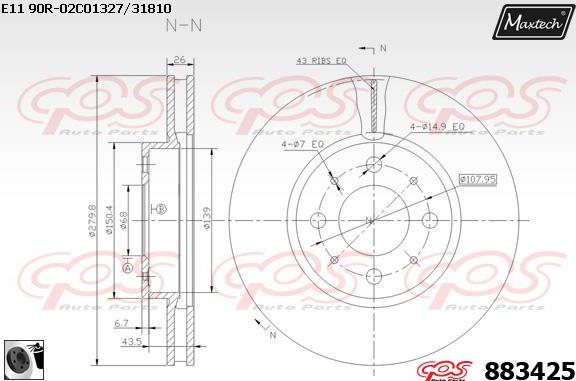 Maxtech 875607 - Тормозной диск autospares.lv