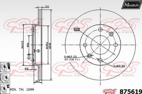 Maxtech 875619.6980 - Тормозной диск autospares.lv