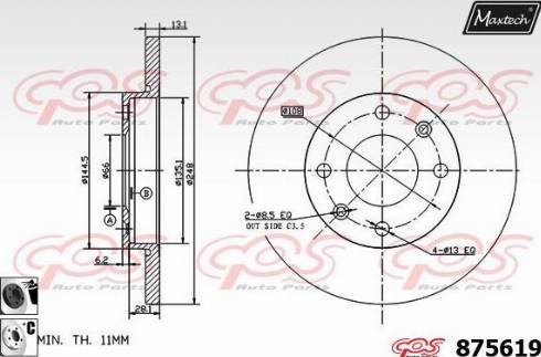 Maxtech 875619.6060 - Тормозной диск autospares.lv