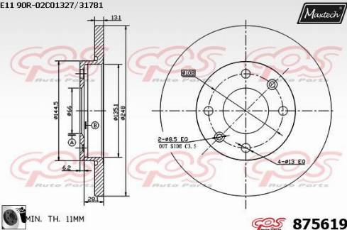 Maxtech 875619.0060 - Тормозной диск autospares.lv