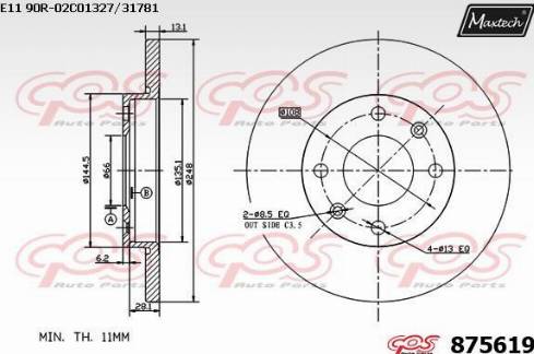 Maxtech 875619.0000 - Тормозной диск autospares.lv