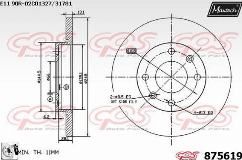 Maxtech 875619.0080 - Тормозной диск autospares.lv