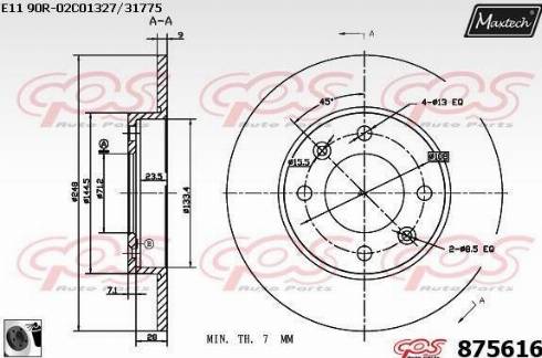 Maxtech 875616.0060 - Тормозной диск autospares.lv