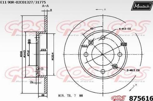 Maxtech 875616.0000 - Тормозной диск autospares.lv