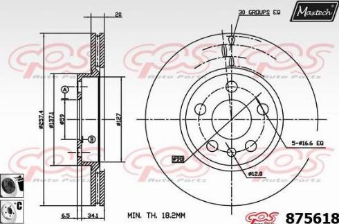 Maxtech 875618.6060 - Тормозной диск autospares.lv