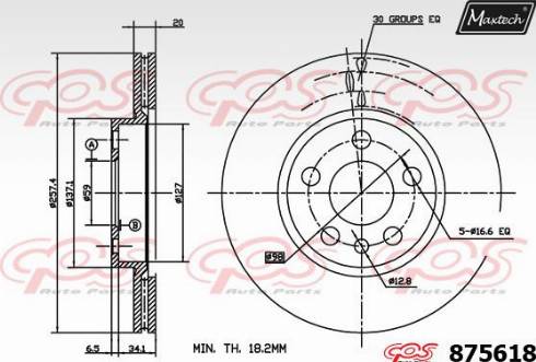 Maxtech 875618.0000 - Тормозной диск autospares.lv