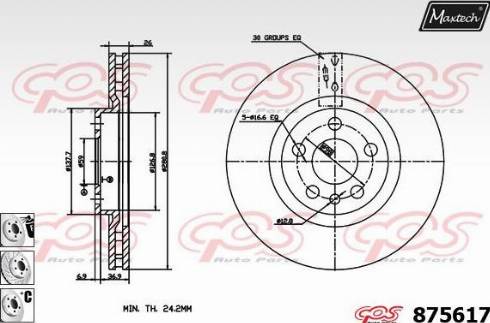 Maxtech 875617.6980 - Тормозной диск autospares.lv