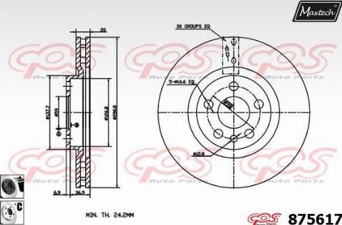 Maxtech 875617.6060 - Тормозной диск autospares.lv