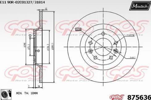 Maxtech 875636.0060 - Тормозной диск autospares.lv