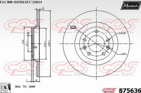 Maxtech 875636.0080 - Тормозной диск autospares.lv