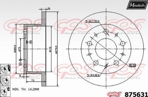 Maxtech 875631.6880 - Тормозной диск autospares.lv