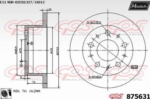 Maxtech 875631.0060 - Тормозной диск autospares.lv