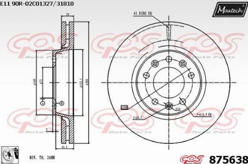 Maxtech 875638.0080 - Тормозной диск autospares.lv