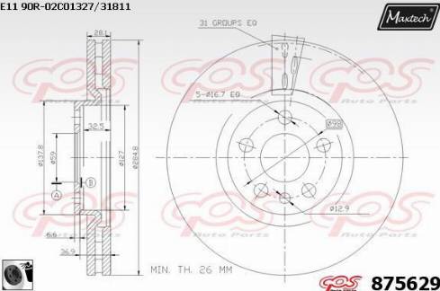 Maxtech 875629.0060 - Тормозной диск autospares.lv