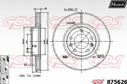 Maxtech 875626.6880 - Тормозной диск autospares.lv