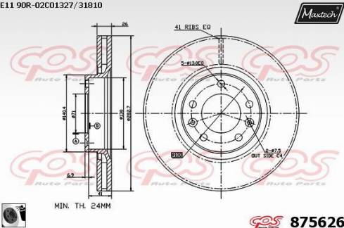 Maxtech 875626.0060 - Тормозной диск autospares.lv