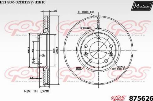 Maxtech 875626.0000 - Тормозной диск autospares.lv