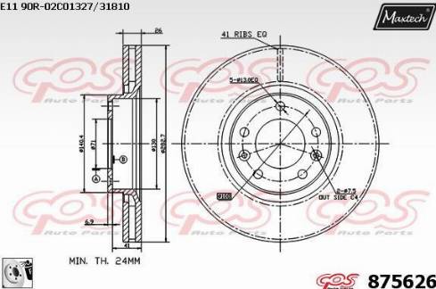 Maxtech 875626.0080 - Тормозной диск autospares.lv