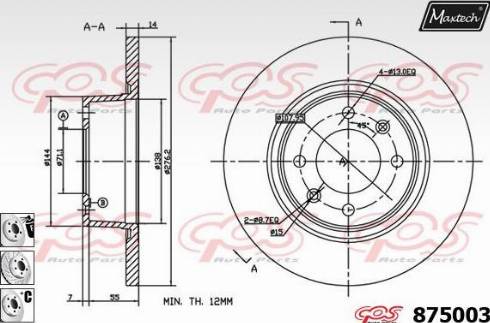 Maxtech 875003.6980 - Тормозной диск autospares.lv