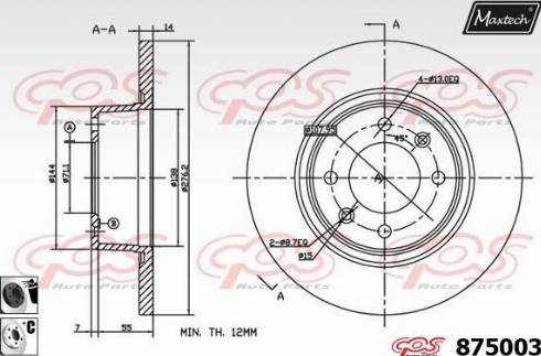 Maxtech 875003.6060 - Тормозной диск autospares.lv