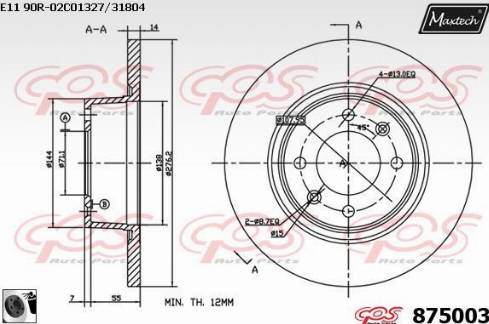 Maxtech 875003.0060 - Тормозной диск autospares.lv