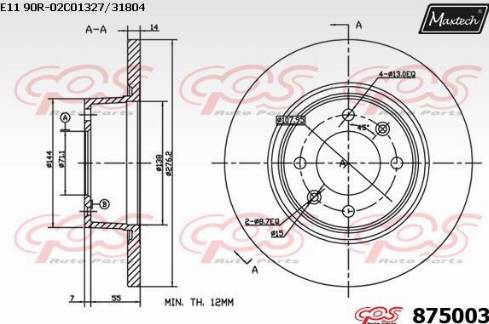 Maxtech 875003.0000 - Тормозной диск autospares.lv