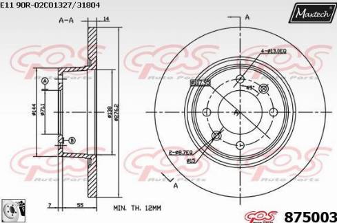 Maxtech 875003.0080 - Тормозной диск autospares.lv