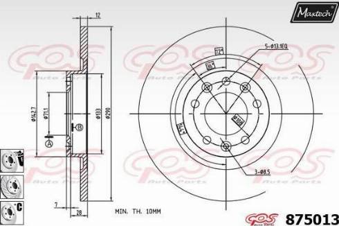 Maxtech 875013.6980 - Тормозной диск autospares.lv