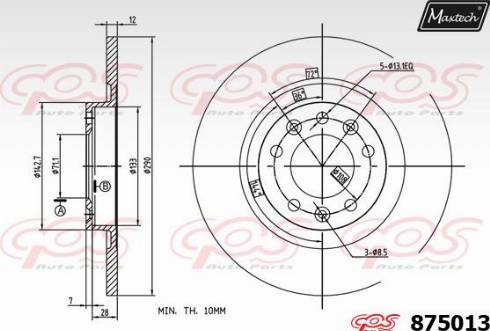 Maxtech 875013.0000 - Тормозной диск autospares.lv