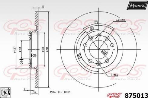 Maxtech 875013.0080 - Тормозной диск autospares.lv