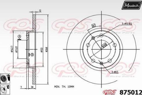 Maxtech 875012.6060 - Тормозной диск autospares.lv