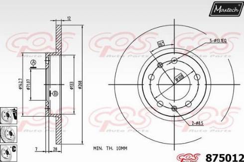 Maxtech 875012.6880 - Тормозной диск autospares.lv