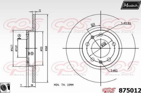 Maxtech 875012.0060 - Тормозной диск autospares.lv