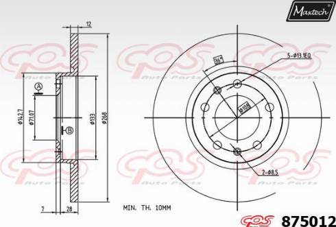 Maxtech 875012.0000 - Тормозной диск autospares.lv