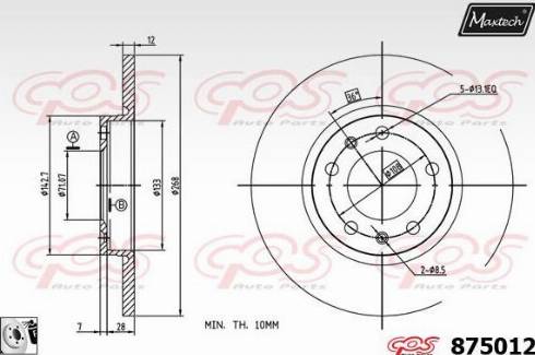 Maxtech 875012.0080 - Тормозной диск autospares.lv