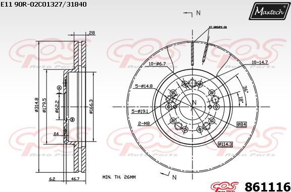 Maxtech 875012 - Тормозной диск autospares.lv