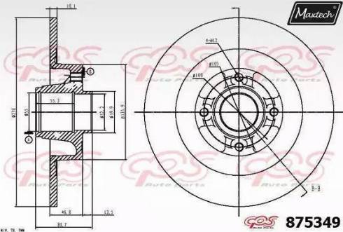 Maxtech 875349.0005 - Тормозной диск autospares.lv