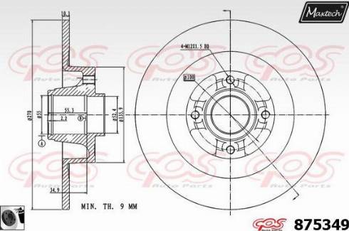 Maxtech 875349.0065 - Тормозной диск autospares.lv