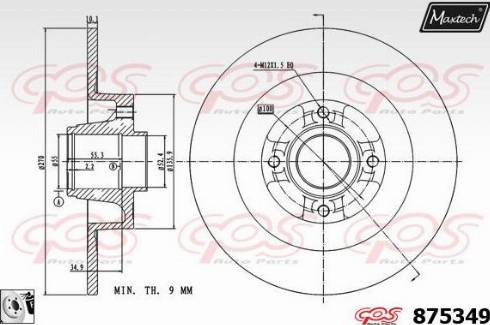 Maxtech 875349.0085 - Тормозной диск autospares.lv