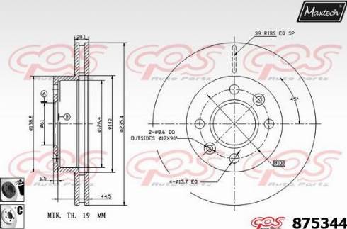 Maxtech 875344.6060 - Тормозной диск autospares.lv