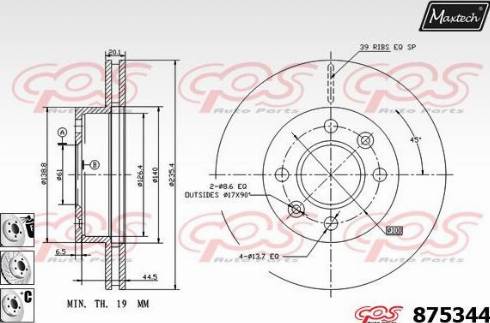 Maxtech 875344.6880 - Тормозной диск autospares.lv