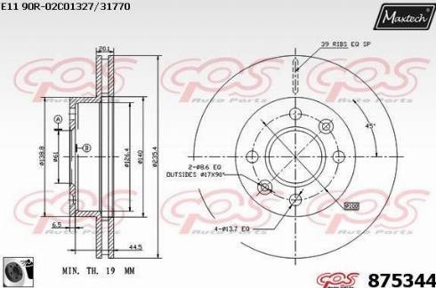 Maxtech 875344.0060 - Тормозной диск autospares.lv