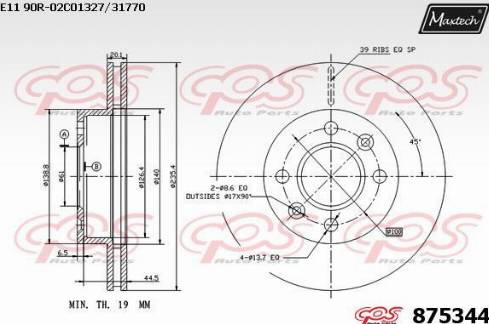 Maxtech 875344.0000 - Тормозной диск autospares.lv