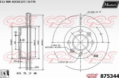 Maxtech 875344.0080 - Тормозной диск autospares.lv