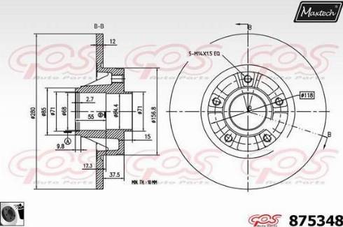 Maxtech 875348.0061 - Тормозной диск autospares.lv