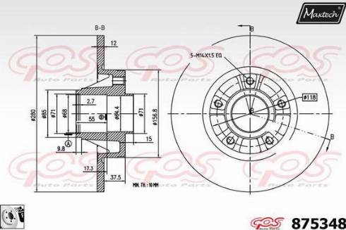 Maxtech 875348.0081 - Тормозной диск autospares.lv