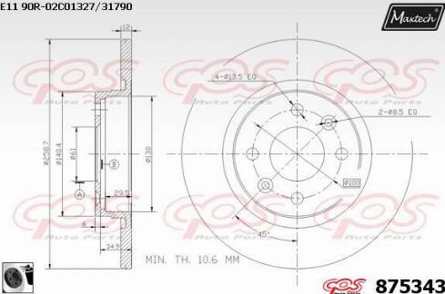 Maxtech 875343.0060 - Тормозной диск autospares.lv