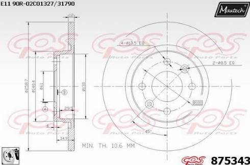 Maxtech 875343.0080 - Тормозной диск autospares.lv