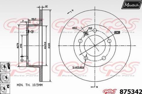 Maxtech 875342.6980 - Тормозной диск autospares.lv