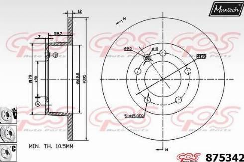 Maxtech 875342.6880 - Тормозной диск autospares.lv